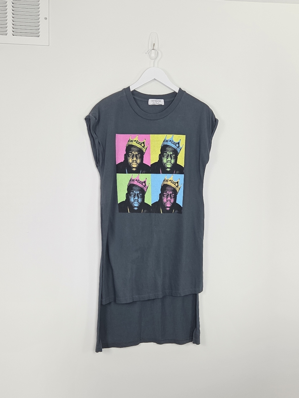 Free People x Daydreamer Shirt Womens Small Retro Black Biggie Slit Hi Lo Tee XS - Picture 3 of 11